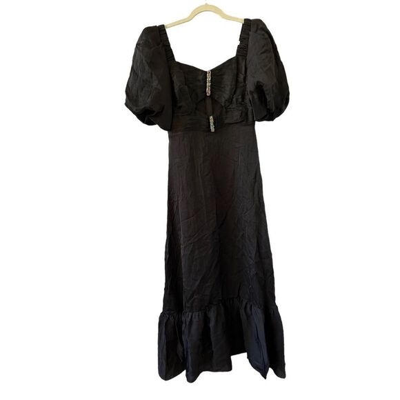 Sandro Falbala Rhinestone Embellished Cutout Midi Dress Womens Black Size 36 - Picture 1 of 12